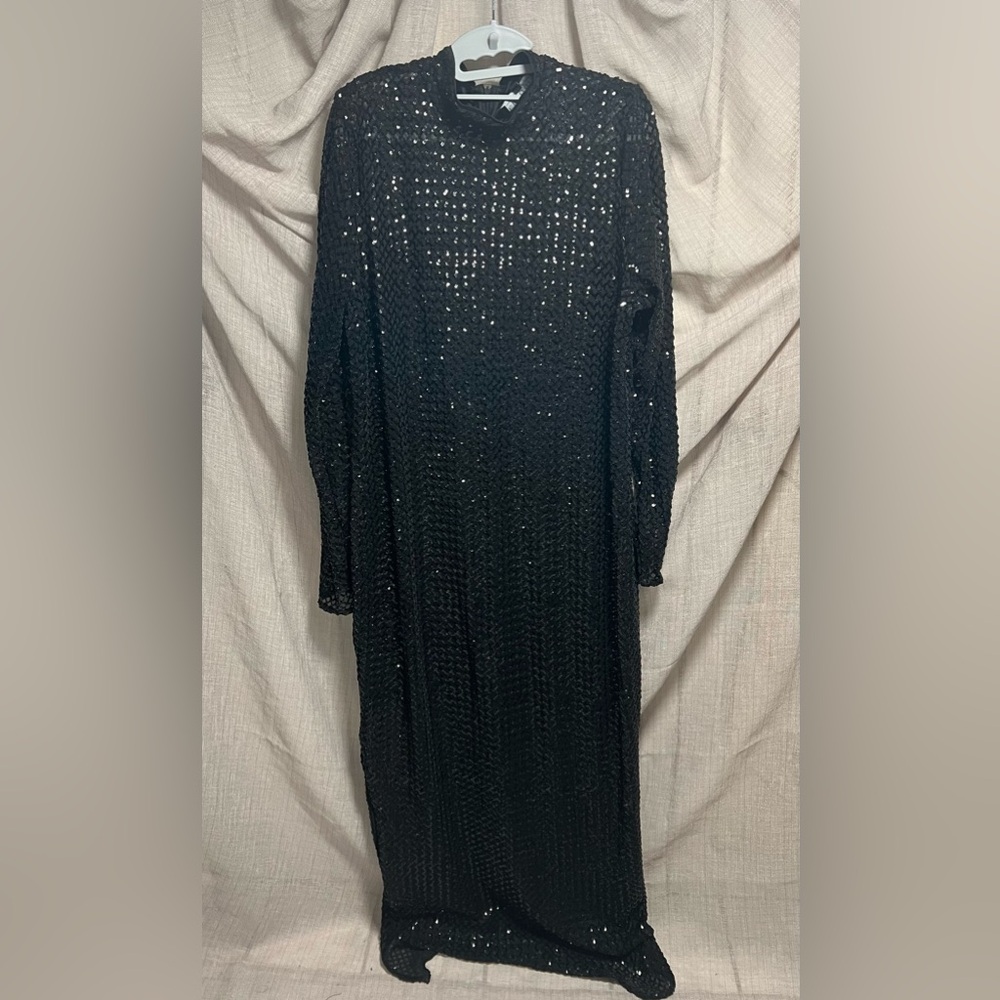 Eloquii  - mock neck long sequin diamond pattern dress